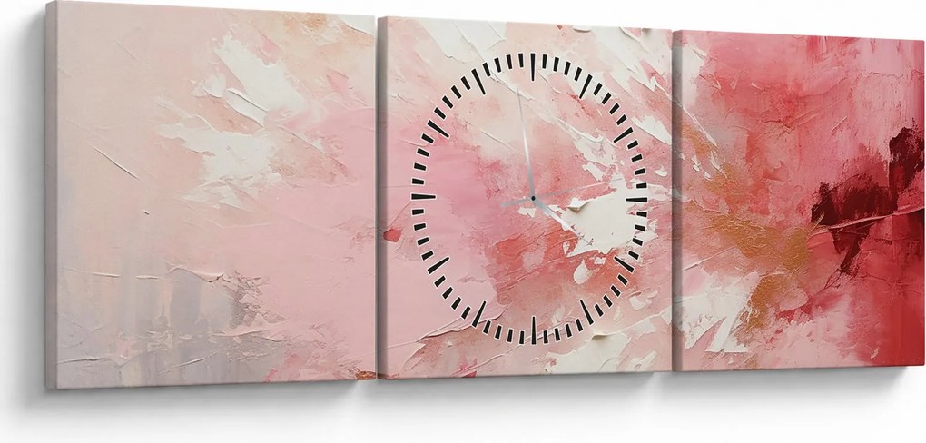Obraz - Różowa abstrakcja (z zegarem) (90x30 cm)