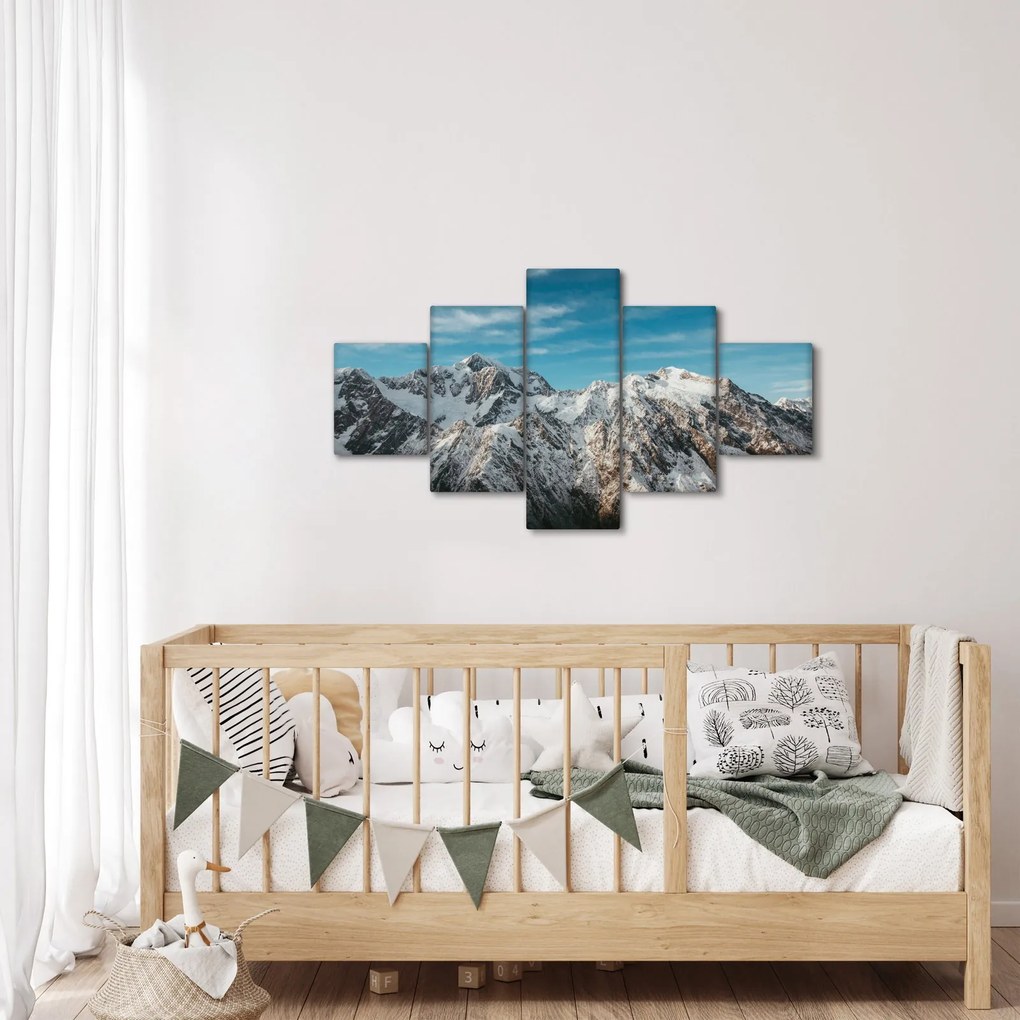 Obraz ośnieżonych szczytów, Fiordland (125x70 cm)