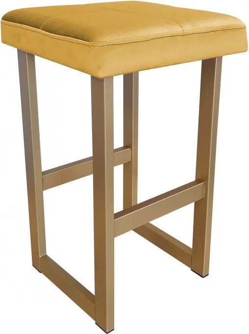 Hoker ALEX krzesło barowe tkanina Welur podstawa metalowa : Kolor Stelaża - Złoty, Kolor tkaniny - VELVET - MG15, Wysokość - 60 cm