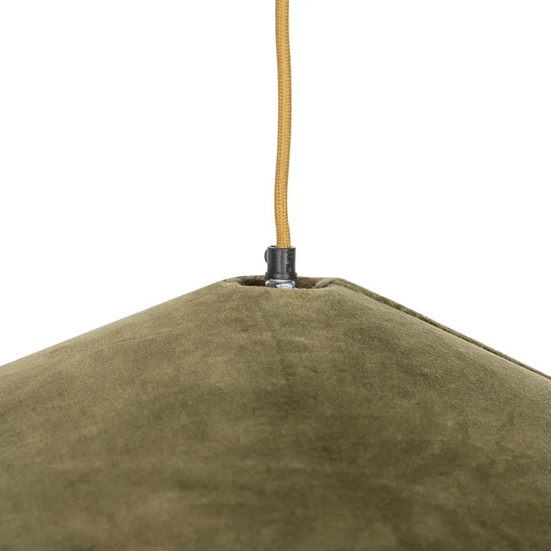 Rustykalna lampa wisząca zielony welur z rattanu 60 cm - Frills CanWiejski/ Rustykalny / Vintage Oswietlenie wewnetrzne