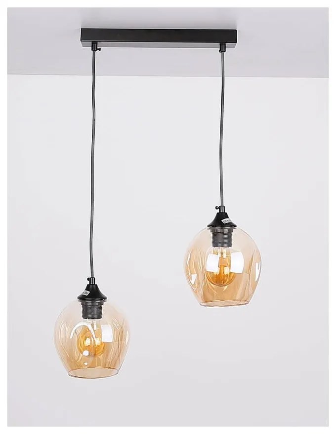Czarna lampa wisząca ze szklanym kloszem 14x48 cm Aspa – Candellux Lighting