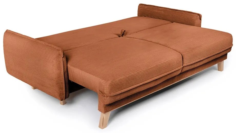 Pomarańczowa sztruksowa rozkładana sofa 218 cm Tori – Bonami Selection