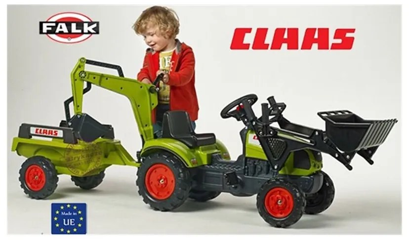 Falk traktor claas arion zielony zestaw z przyczepą łyżka + ładowarka