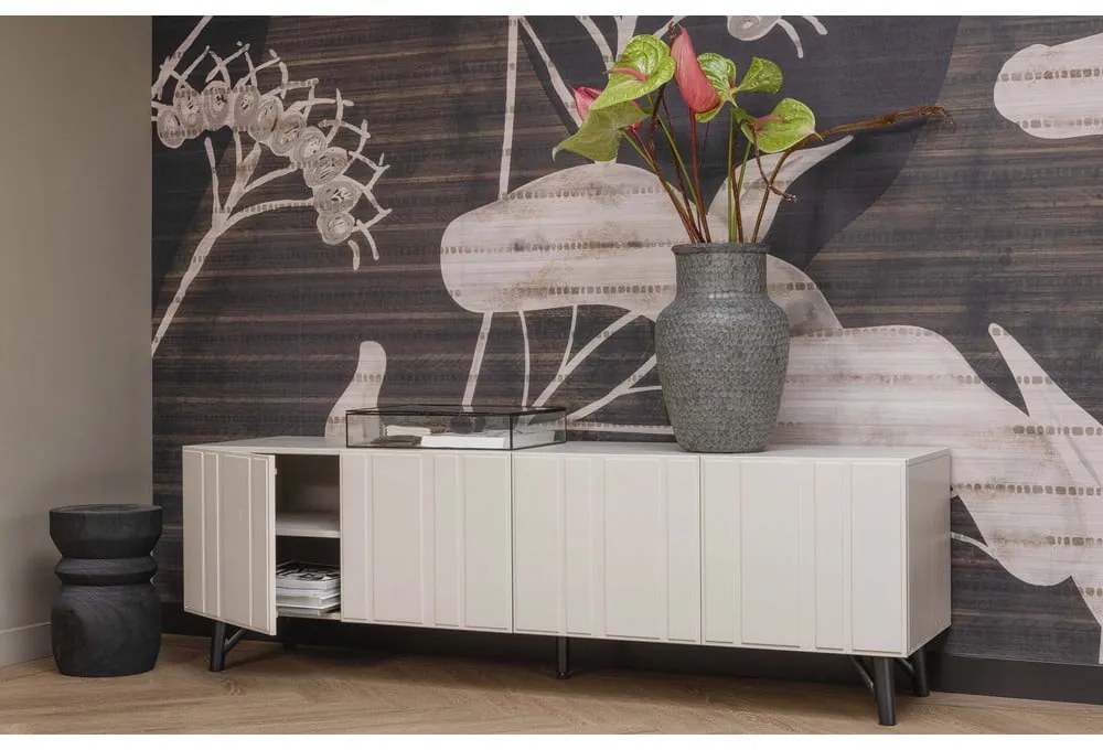 Kremowa szafka pod TV z litego drewna sosnowego 181x56 cm Miller – WOOOD