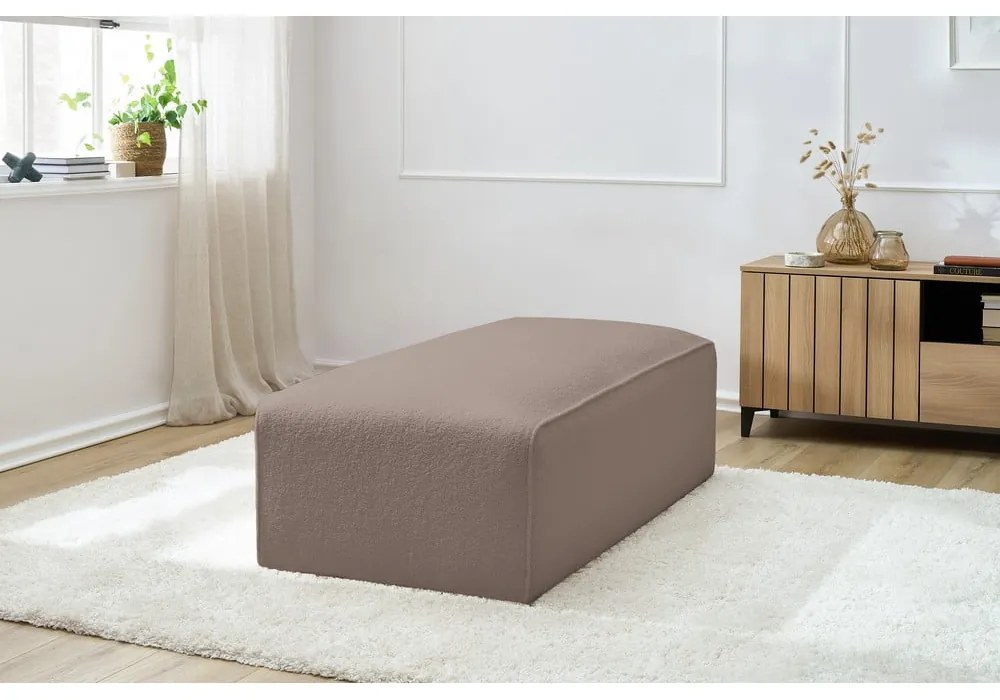 Brązowy podnóżek modułowy z materiału bouclé Megeve – Bobochic Paris