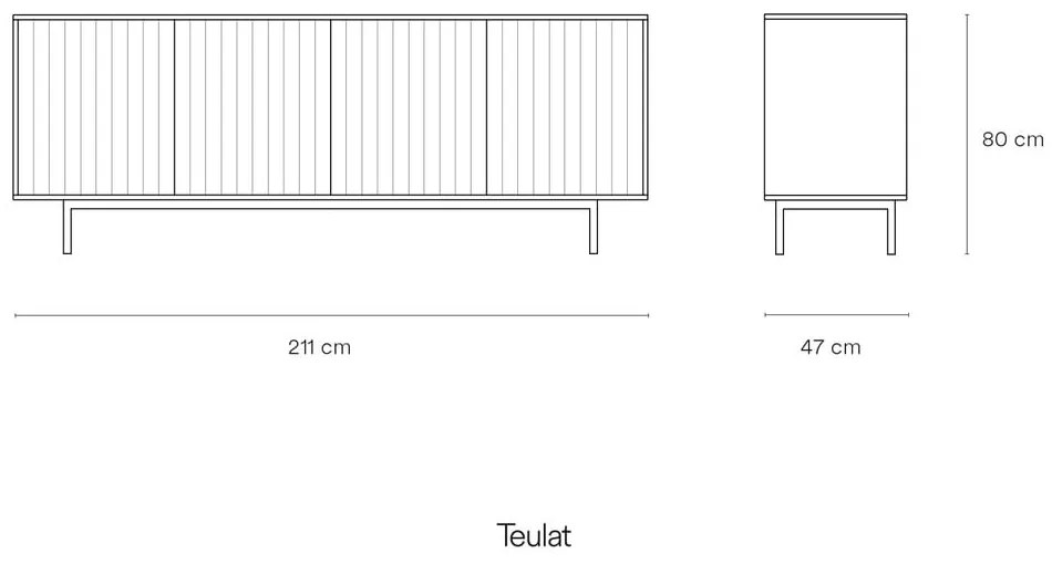 Szara niska komoda 211x80 cm Sierra – Teulat