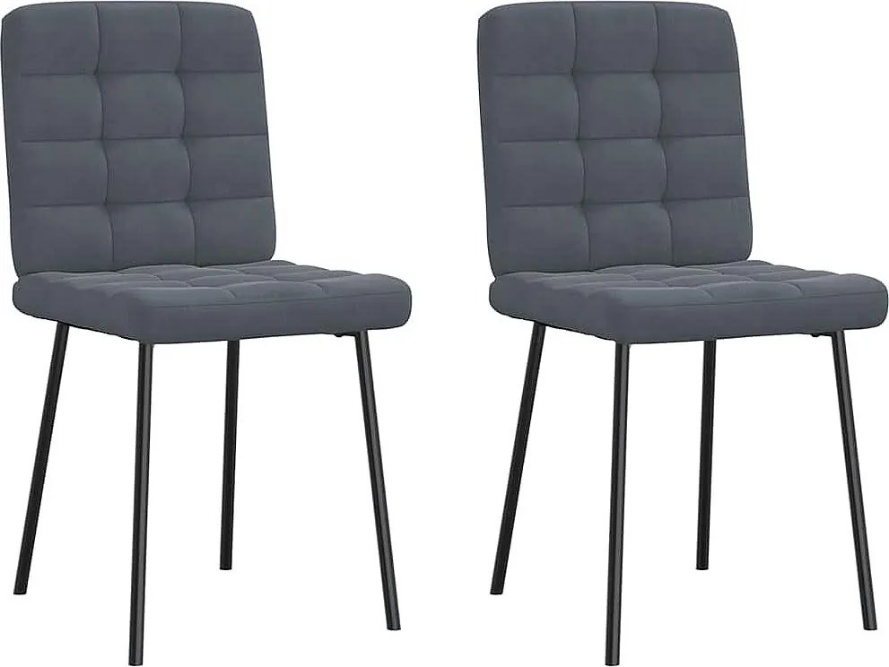 Zestaw 2 foteli jadalnianych w kolorze ciemnoszarym z aksamitu - Wygodne i Eleganckie