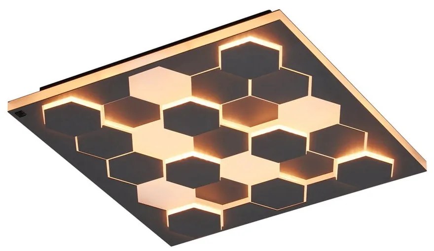Czarna lampa sufitowa LED ze sterowaniem głosowym/mobilną aplikacją i metalowym kloszem 55x55 cm Cifavo – CINQUE