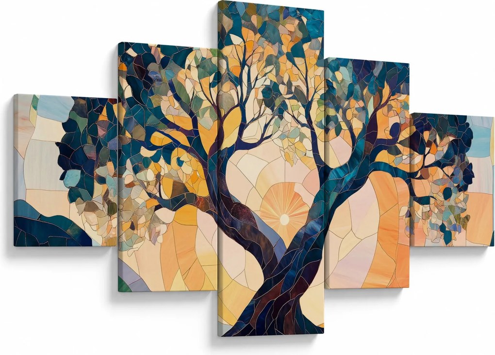 Obraz – Mozaika – słońce i drzewo II. (125x70 cm)