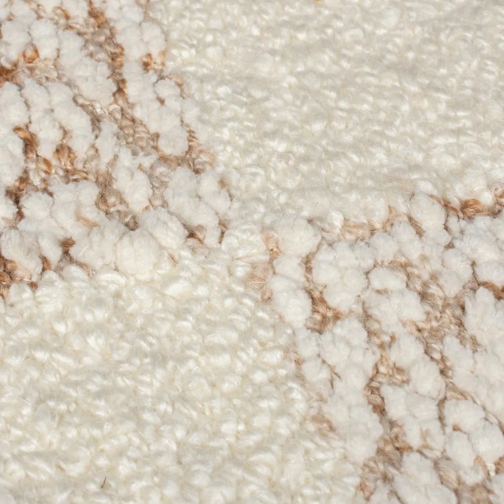 Kremowo-naturalny dywan z mieszanki wełny tkany ręcznie 160x230 cm Eric Checkboard – Flair Rugs