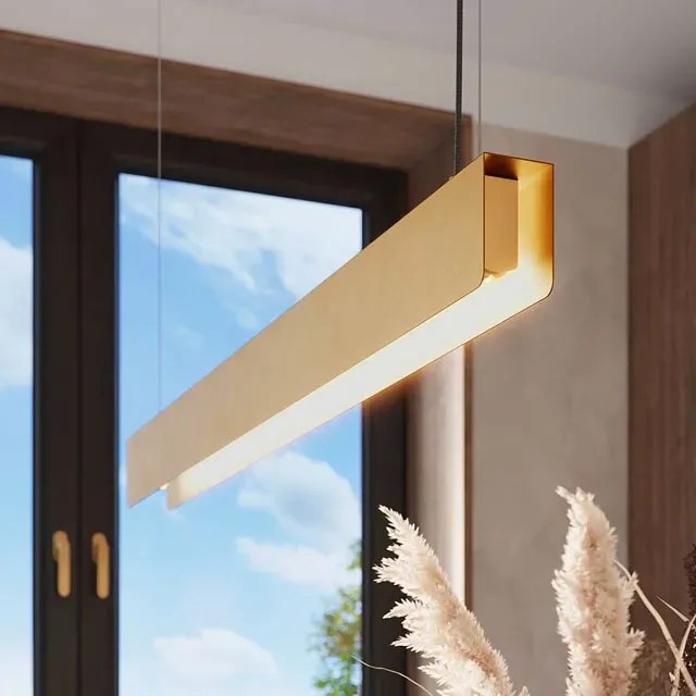 Złota lampa wisząca metalowa belka T6-E75