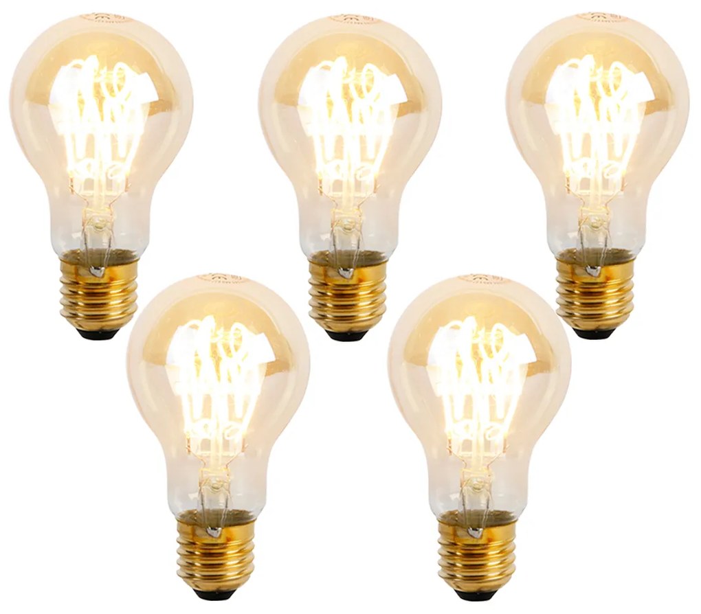 Zestaw 5 ściemnialnych żarówek LED E27 Spiral A60 Goldline 4W 270 lm 2200K
