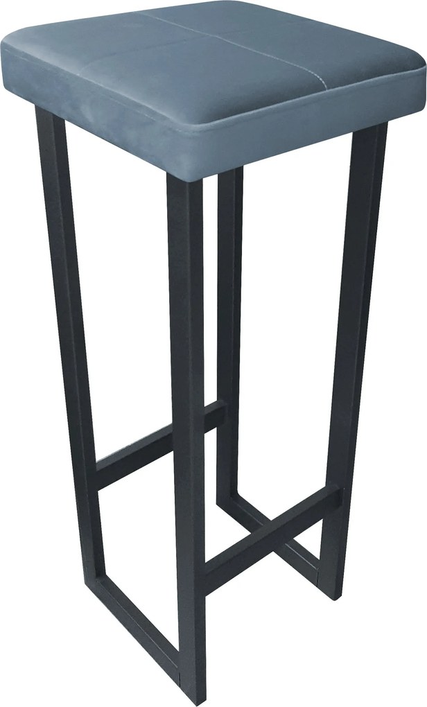 Hoker ALEX krzesło barowe tkanina Welur podstawa metalowa : Kolor Stelaża - Grafit, Kolor tkaniny - VELVET - BL06, Wysokość - 90 cm