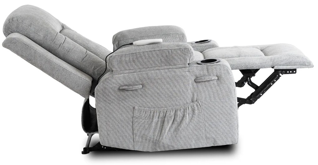 Fotel Masujący BOX 2 Rozkładany z Podnóżkiem Szary Nowoczesny