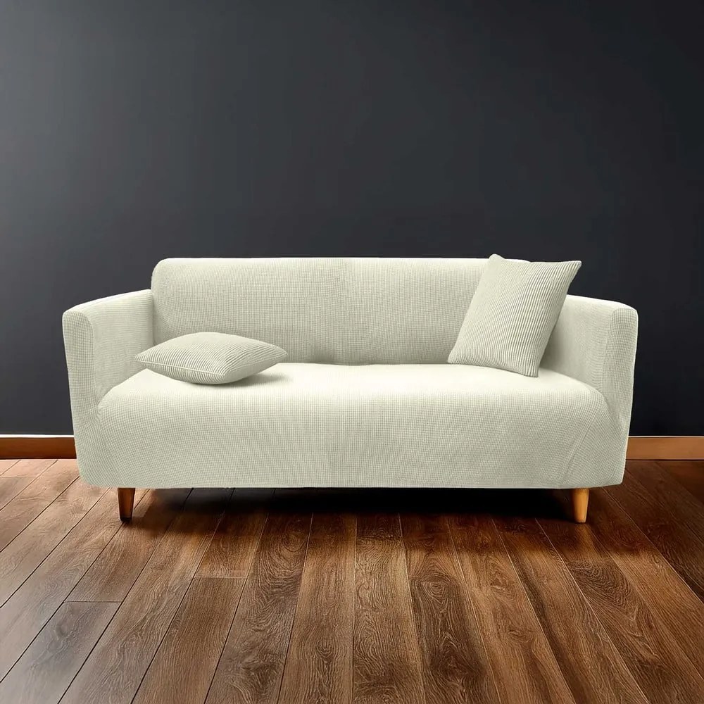 Kremowy elastyczny pokrowiec na sofę 3-osobowy Sacha – douceur d'intérieur