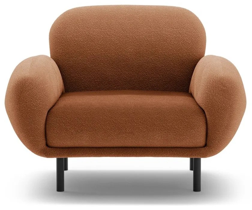 Fotel z materiału bouclé w kolorze terakoty Poppy – Micadoni
