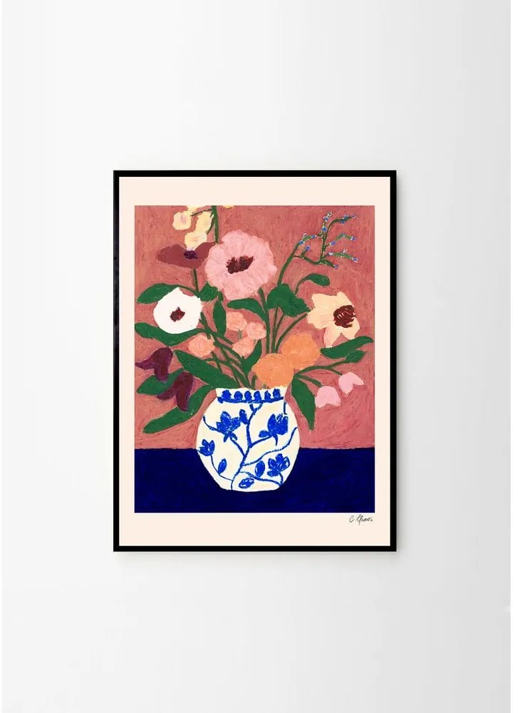Plakat 30x40 cm Flowers on Blue Table – Carla Llanos – The Poster Club