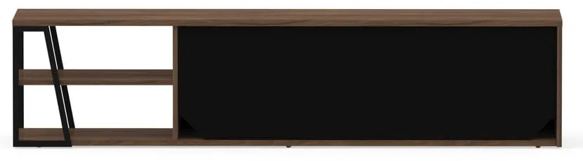 Czarna szafka pod TV w dekorze orzecha 190x45 cm Albi – TemaHome