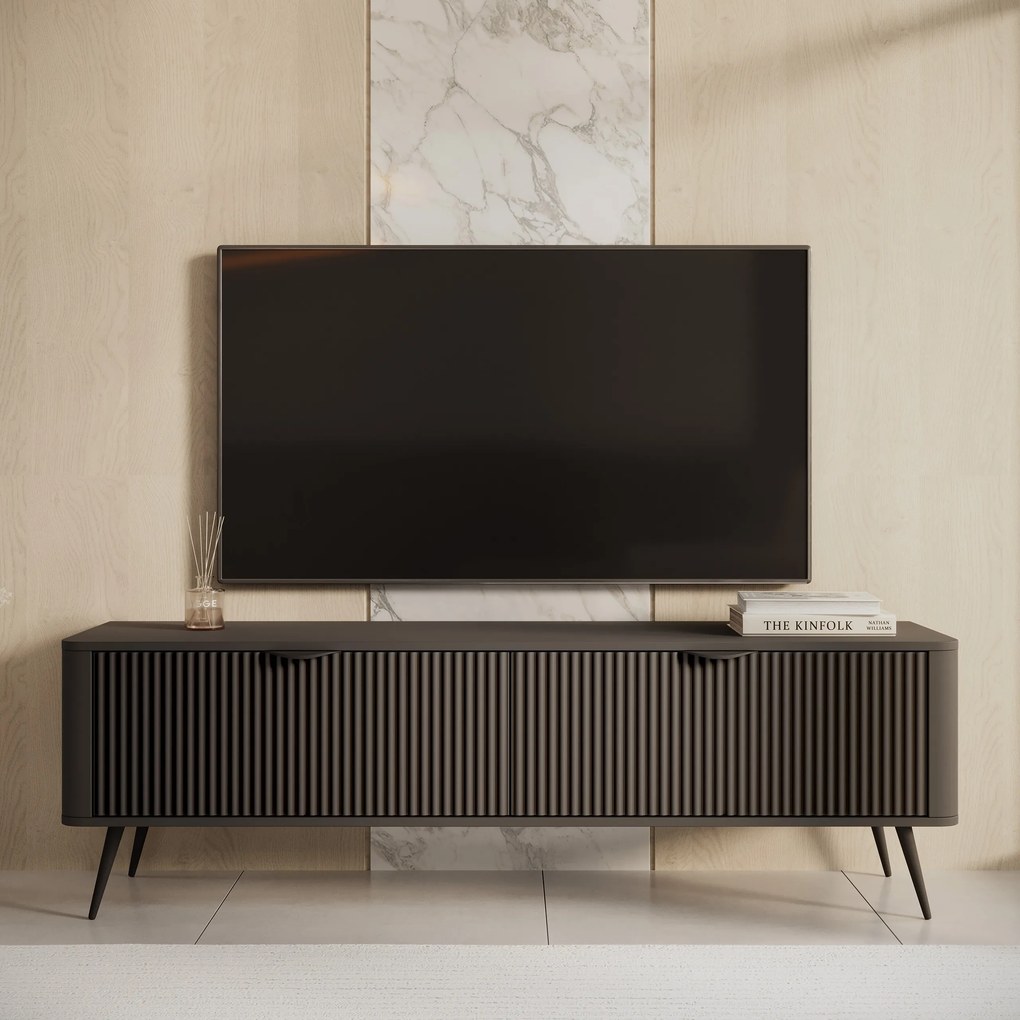Szafka RTV stojąca LANTANA 163,2 cm do Salonu pod Telewizor - Czarny