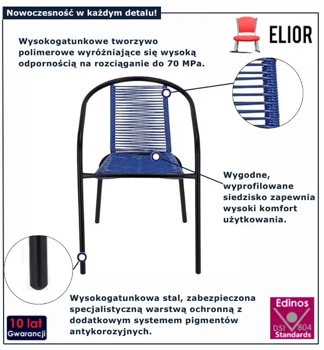 Niebieskie krzesło sznurkowe na balkon G4-Z44