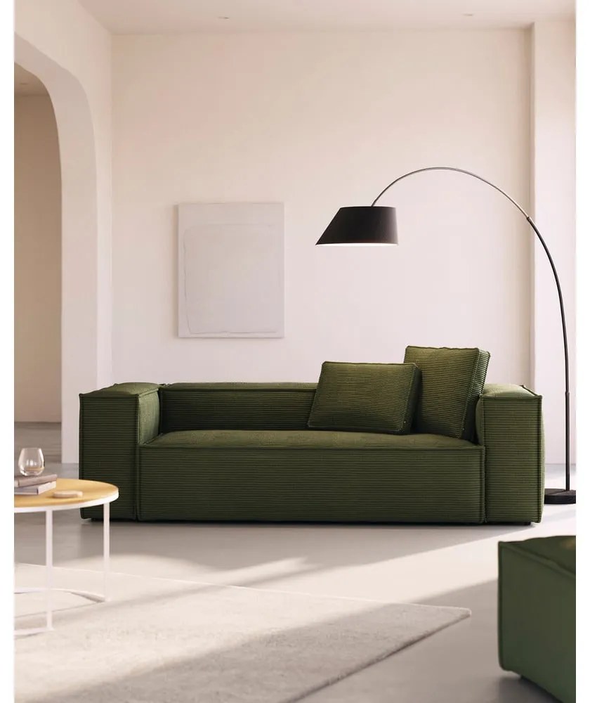 Zielona sztruksowa sofa 240 cm Blok – Kave Home