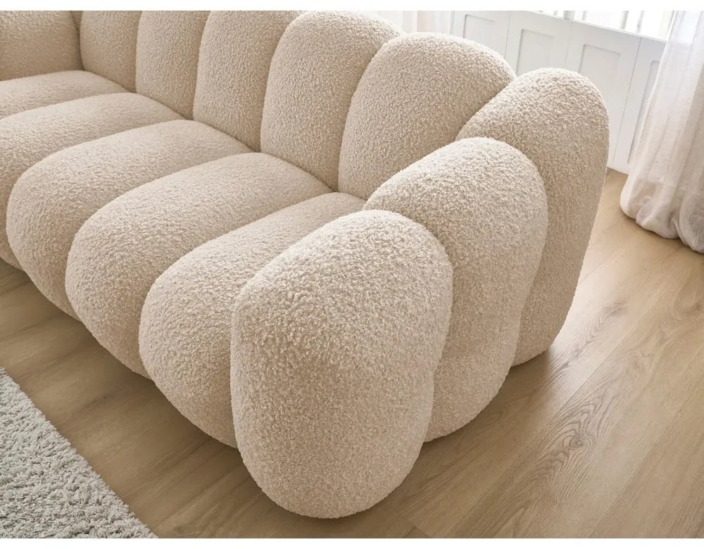 Jasnobrązowa sofa z materiału bouclé 232 cm Hippolyte – Bobochic Paris