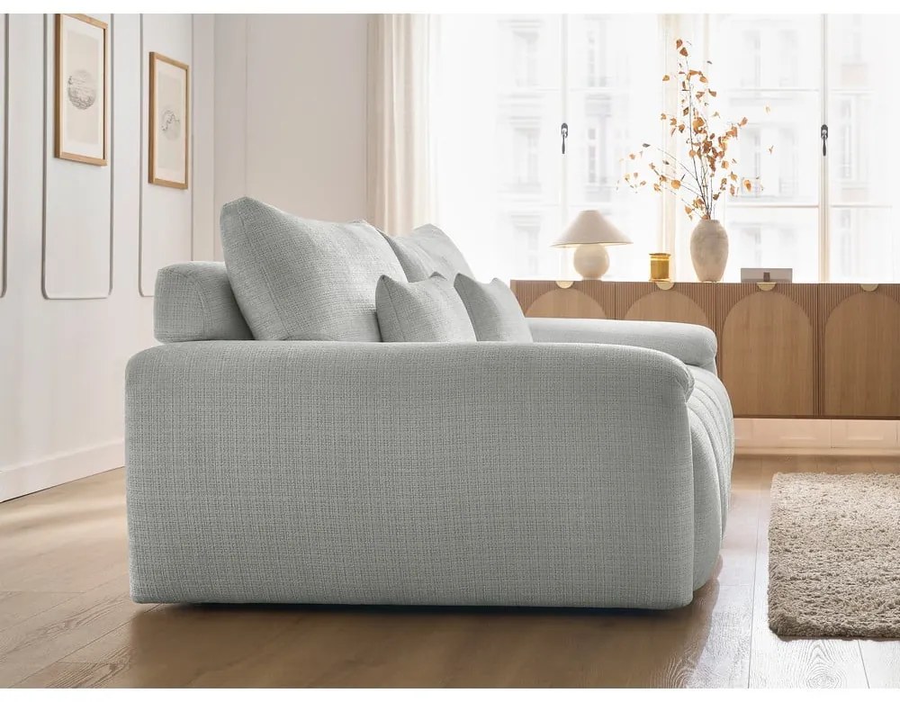 Jasnoszara sofa z tkaniny szenilowej 264 cm Ivane – Bobochic Paris