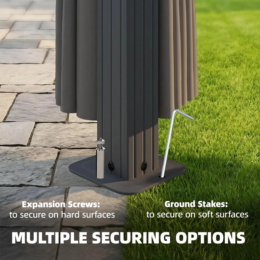 Outsunny Altana ogrodowa 3 x 3 m Metalowa altana z dachem z poliwęglanu 6 mm, UV50+, ciemnoszara | Aosom PL