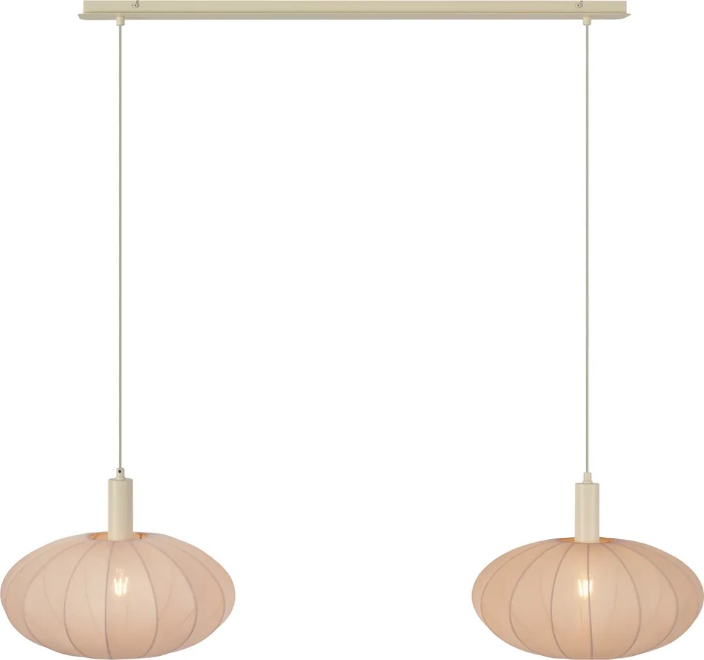 Lampa wisząca Japandi beżowa z materiałowym abażurem 2-źródła światła - Bida