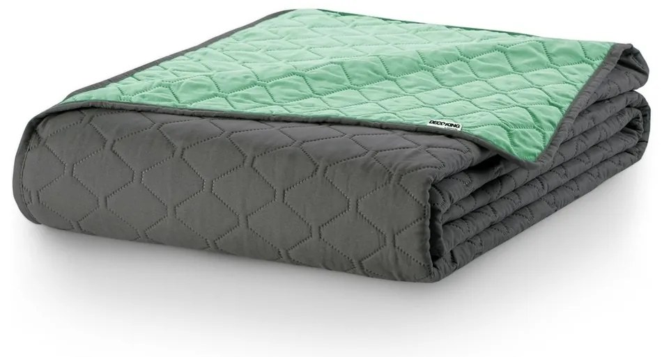 DecoKing Narzuta na łóżko Axel miętowa/stalowa,170 x 210 cm, 170 x 210 cm