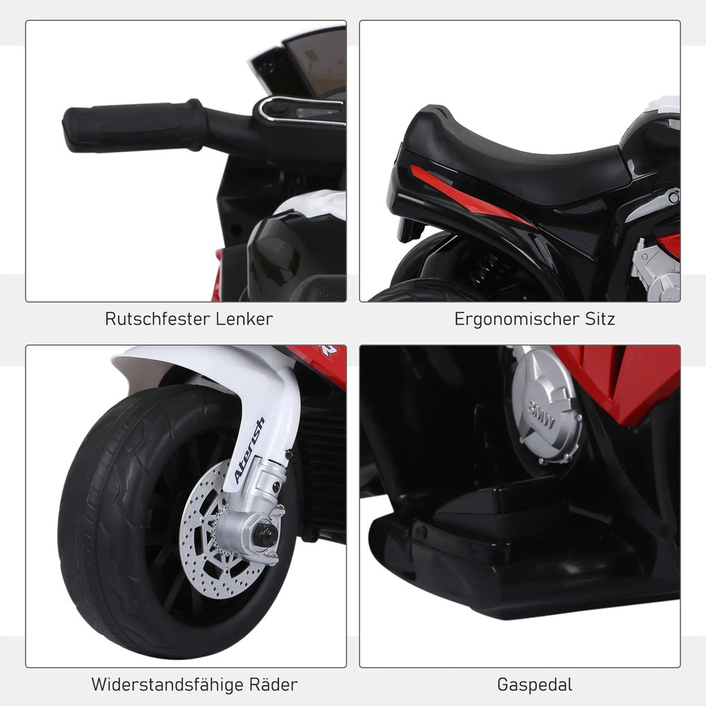 HOMCOM motorek elektryczny BMW 3 koła czerwony z akumulatorem dla maluchów 18-36 miesięcy zabawka | Aosom PL