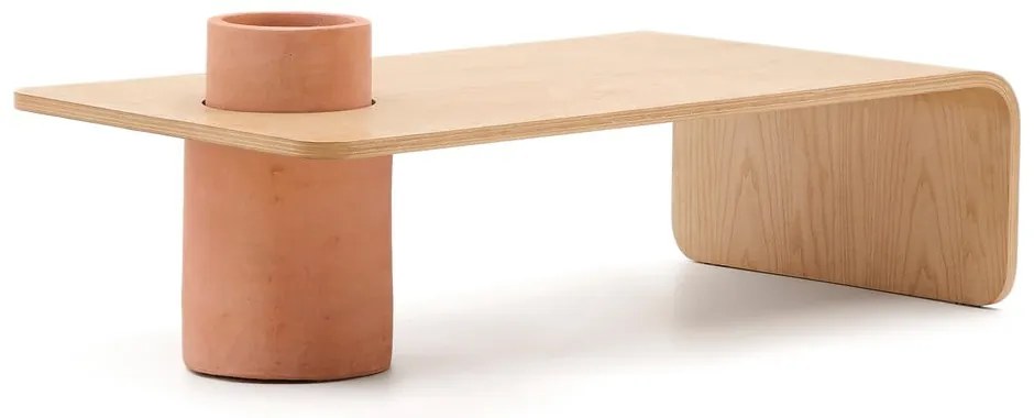 Okrągły stolik w dekorze jesionu w naturalnym kolorze 60x110 cm Olaria – Kave Home