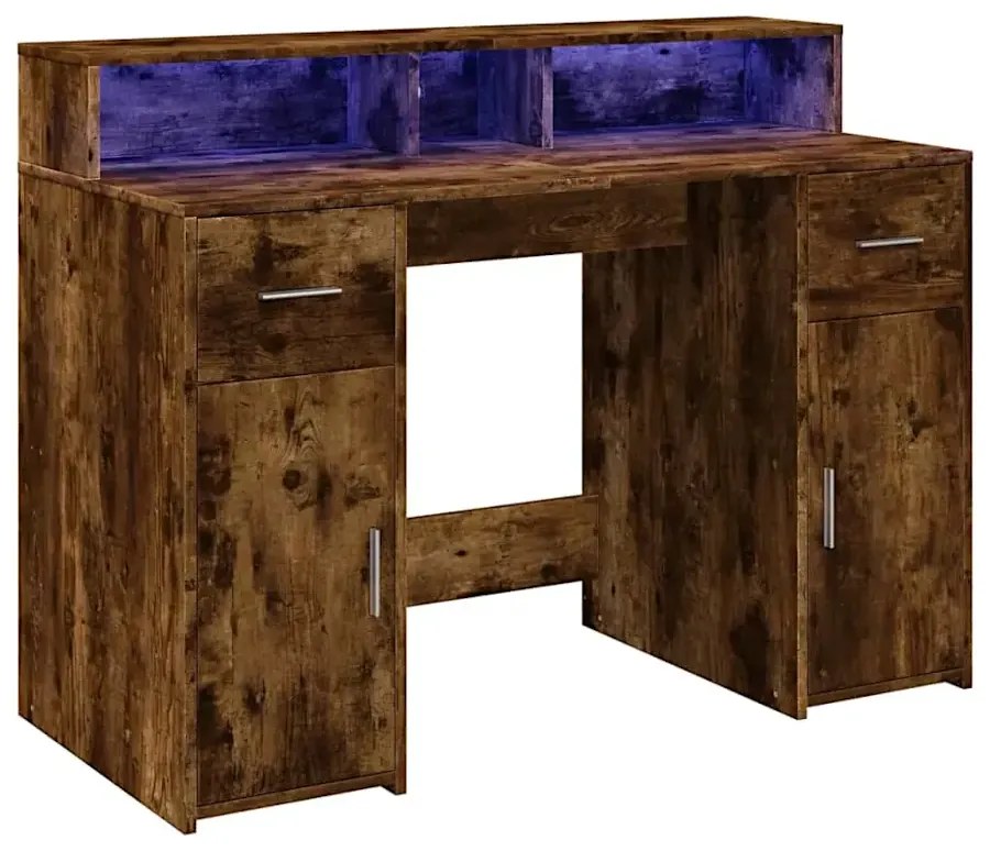 Biurko podświetlane 120 cm przydymiony dąb G1-L81