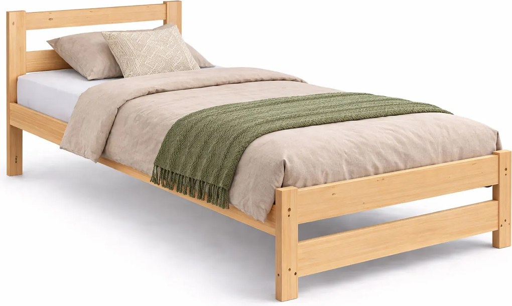 Jednoosobowe Łóżko Drewniane W Stylu Skandynawskim 90X200 H2-L09