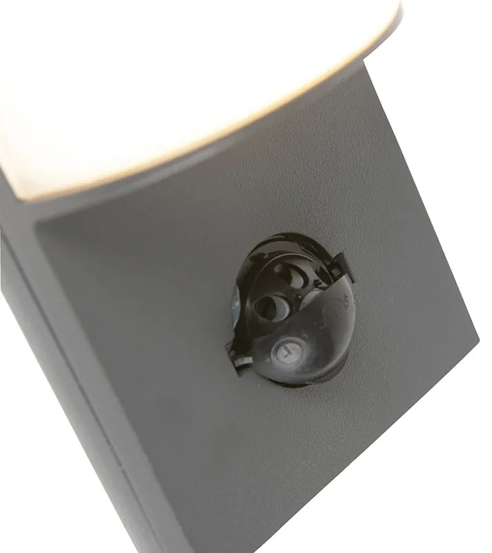Zewnetrzna Nowoczesna lampa ścienna zewnętrzna ciemnoszara z czujnikiem ruchu - Harry Nowoczesny Oswietlenie zewnetrzne
