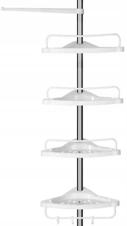 Półka narożna do łazienki COMPACT teleskopowa 104-315 cm, biała