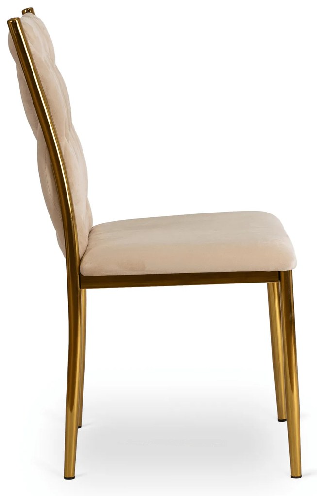 Krzesło Tapicerowane Plecione do Salonu DAN Kremowe Welurowe Nowoczesne Glamour