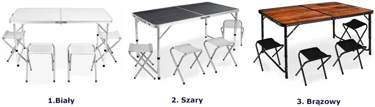 Biały zestaw turystyczny stół z krzesłami - Cevis 4X