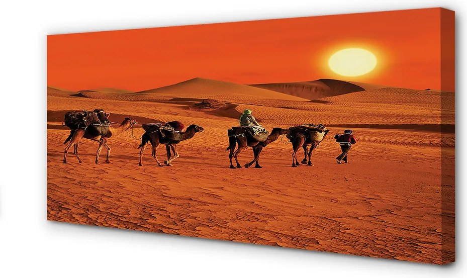 Obraz canvas na ścianę Wielbłądy i Ludzie na Pustyni