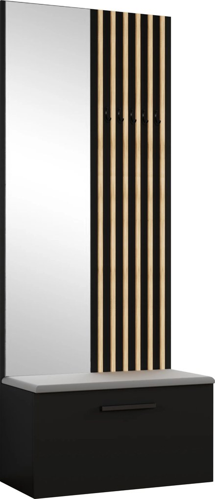 Masseno Garderoba MODULO 161,2/204/40 cm do Przedpokoju Nowoczesna Czarna