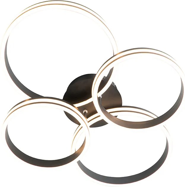 Plafon czarny w komplecie z LED 3-stopniowy ściemniacz 4-światła - Navara