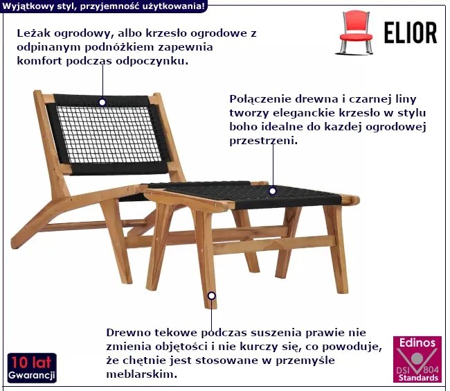 Krzesło ogrodowe z  podnóżkiem - Azio