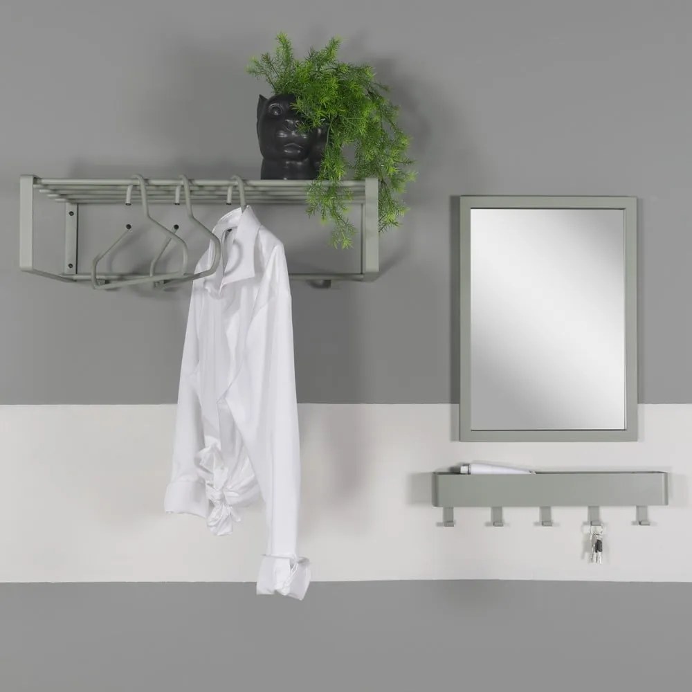 Szarozielony metalowy wieszak ścienny z półką 52 cm Dax Play – Spinder Design