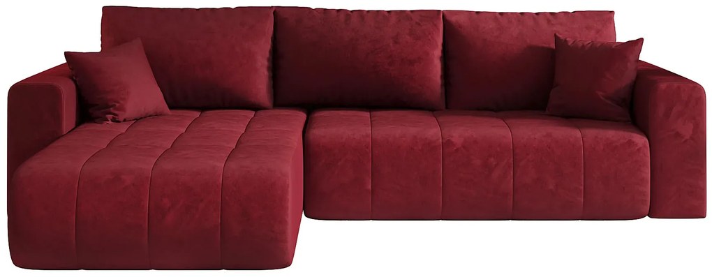 Czerwony narożnik L z funkcją spania K6-Z07