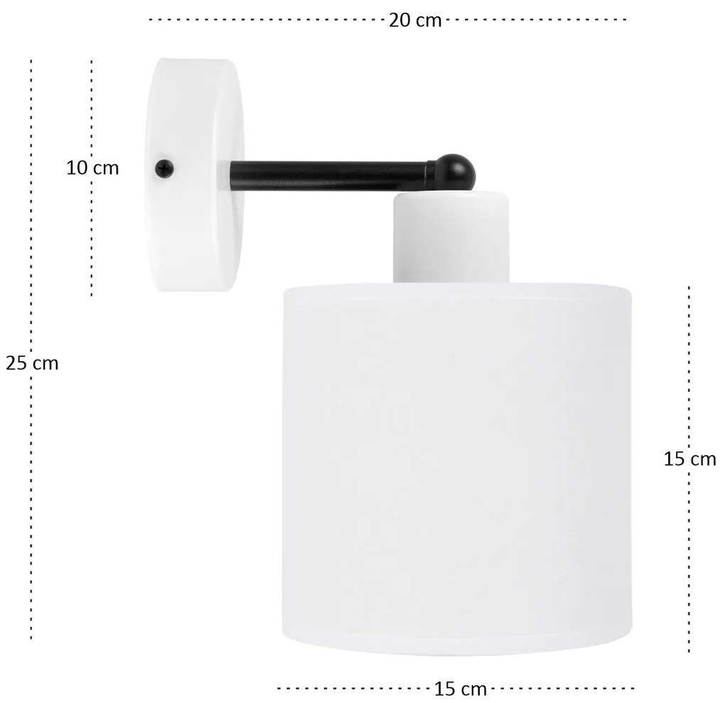 Biały kinkiet LED z białym abażurem WD-C-1010WE-WE jednopunktowy indus