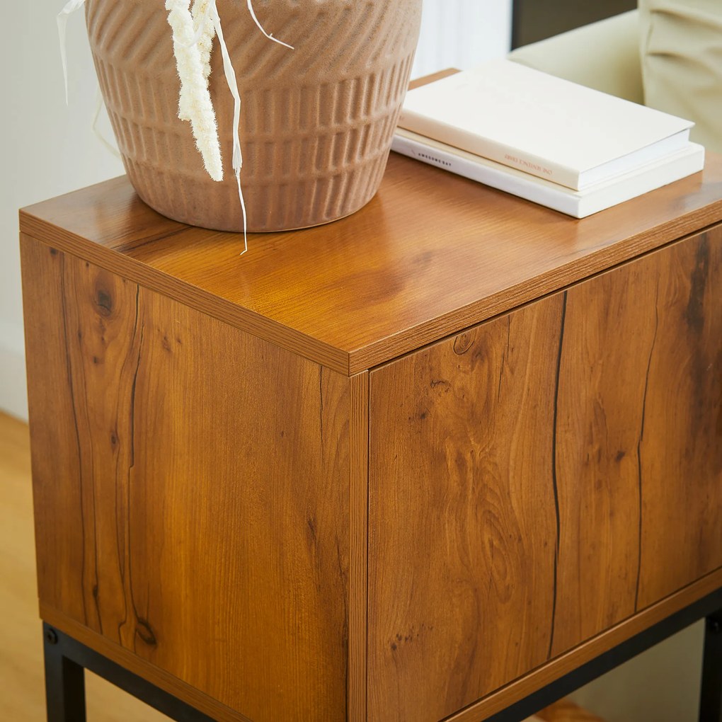 HOMCOM Stolik konsolowy w stylu industrialnym, Stolik pomocniczy, Kredens, 1 szafka, Brąz + Czarny