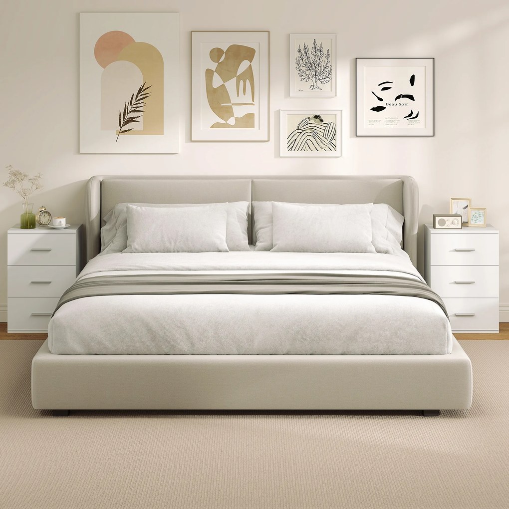 HOMCOM Stolik nocny z 3 szufladami, komoda boczna do sypialni, MDF, biały | Aosom PL