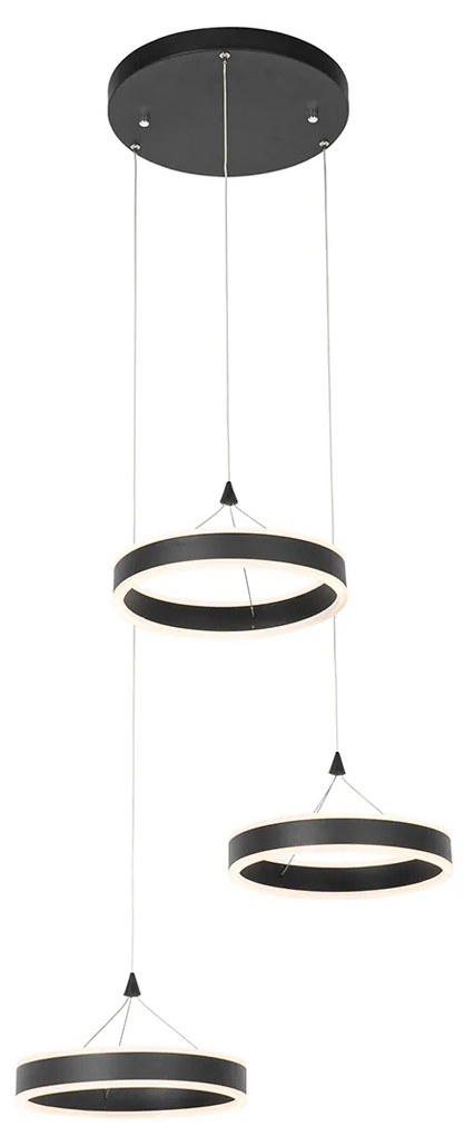 Lampa wisząca czarna okrągła w komplecie z LED 3-stopniowy ściemniacz 3-światła - LyaniDesignerski Oswietlenie wewnetrzne