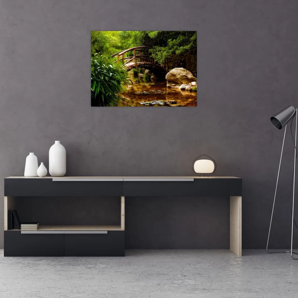 Obraz na szkle - Most nad rzeką (70x50 cm)