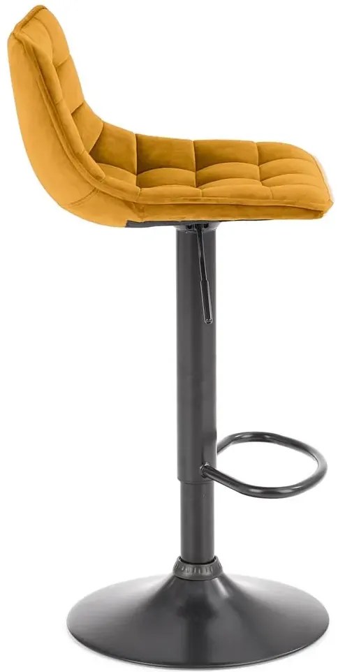 Musztardowe krzesło barowe z oparciem D1-H70